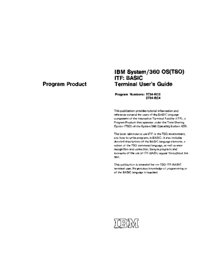 IBM SC28-6840-0 TSO ITF BASIC Terminal UG Apr71  IBM 360 os tso SC28-6840-0_TSO_ITF_BASIC_Terminal_UG_Apr71.pdf