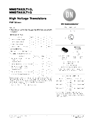 ON Semiconductor mmbta92lt1 mmbta93lt1  . Electronic Components Datasheets Active components Transistors ON Semiconductor mmbta92lt1_mmbta93lt1.pdf
