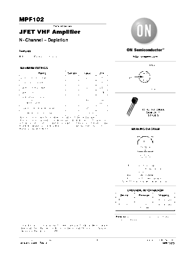 ON Semiconductor mpf102  . Electronic Components Datasheets Active components Transistors ON Semiconductor mpf102.pdf