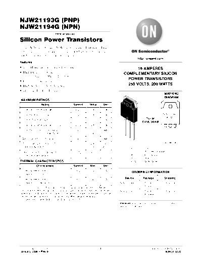 ON Semiconductor njw21193 njw21194  . Electronic Components Datasheets Active components Transistors ON Semiconductor njw21193_njw21194.pdf