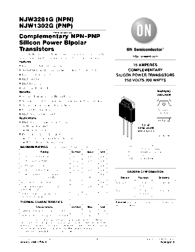 ON Semiconductor njw3281 njw1302g  . Electronic Components Datasheets Active components Transistors ON Semiconductor njw3281_njw1302g.pdf