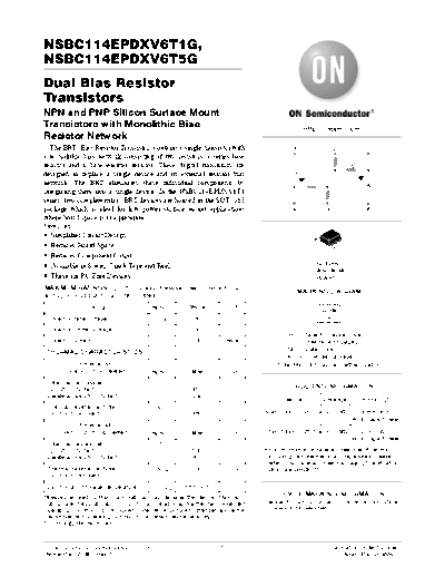 ON Semiconductor nsbc114epdxv6  . Electronic Components Datasheets Active components Transistors ON Semiconductor nsbc114epdxv6.pdf