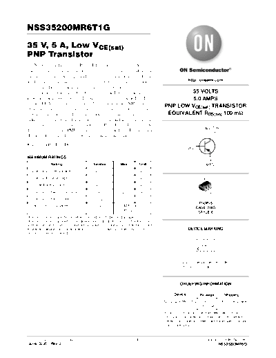 ON Semiconductor nss35200mr6t1g  . Electronic Components Datasheets Active components Transistors ON Semiconductor nss35200mr6t1g.pdf
