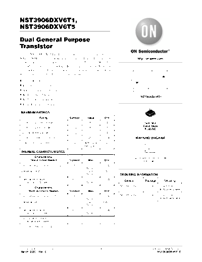 ON Semiconductor nst3906dxv6t1-5  . Electronic Components Datasheets Active components Transistors ON Semiconductor nst3906dxv6t1-5.pdf