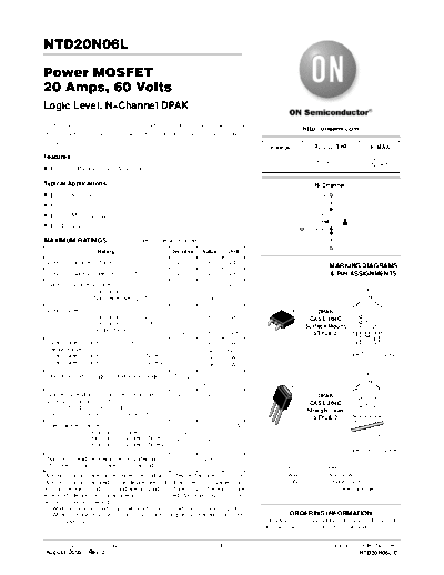 ON Semiconductor ntd20n06l  . Electronic Components Datasheets Active components Transistors ON Semiconductor ntd20n06l.pdf