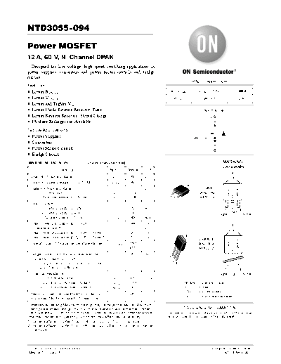 ON Semiconductor ntd3055-094  . Electronic Components Datasheets Active components Transistors ON Semiconductor ntd3055-094.pdf