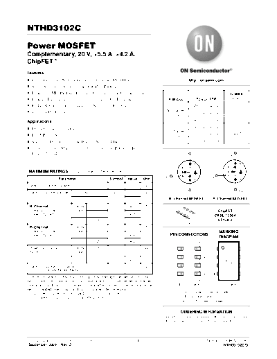 ON Semiconductor nthd3102c  . Electronic Components Datasheets Active components Transistors ON Semiconductor nthd3102c.pdf