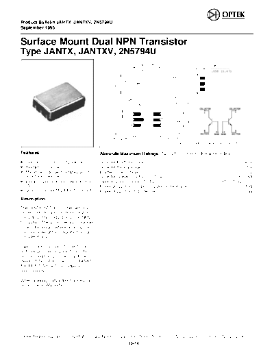 Optek 2n5794u  . Electronic Components Datasheets Active components Transistors Optek 2n5794u.pdf