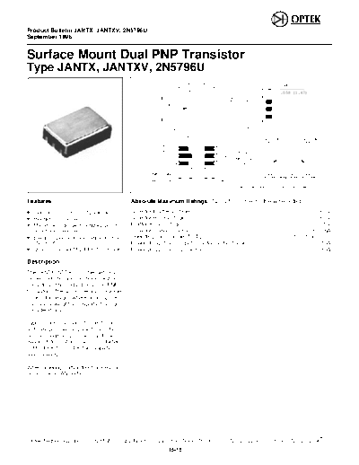 Optek 2n5796u  . Electronic Components Datasheets Active components Transistors Optek 2n5796u.pdf