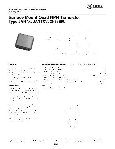 Optek 2n6989u  . Electronic Components Datasheets Active components Transistors Optek 2n6989u.pdf