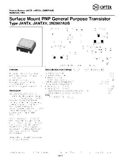 Optek 2n2907aub  . Electronic Components Datasheets Active components Transistors Optek 2n2907aub.pdf