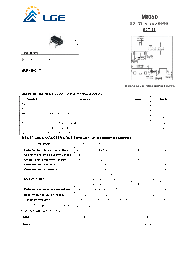 . Electronic Components Datasheets m8050 sot-23  . Electronic Components Datasheets Active components Transistors LGE m8050_sot-23.pdf