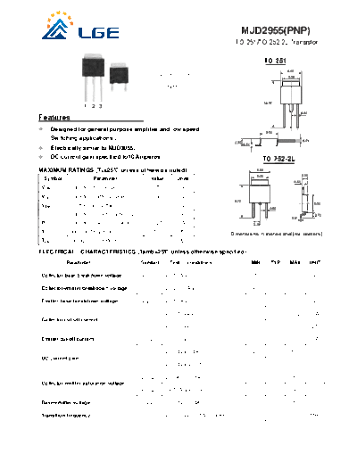 LGE mjd2955  . Electronic Components Datasheets Active components Transistors LGE mjd2955.pdf