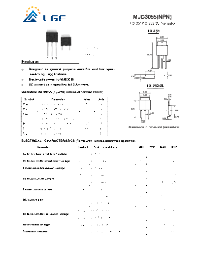 LGE mjd3055  . Electronic Components Datasheets Active components Transistors LGE mjd3055.pdf