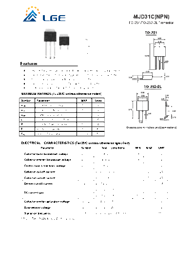 LGE mjd31c  . Electronic Components Datasheets Active components Transistors LGE mjd31c.pdf