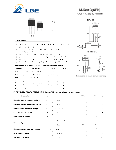 . Electronic Components Datasheets mjd41c  . Electronic Components Datasheets Active components Transistors LGE mjd41c.pdf