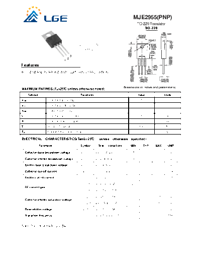 LGE mje2955  . Electronic Components Datasheets Active components Transistors LGE mje2955.pdf