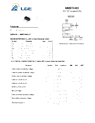 LGE mmbt4403  . Electronic Components Datasheets Active components Transistors LGE mmbt4403.pdf