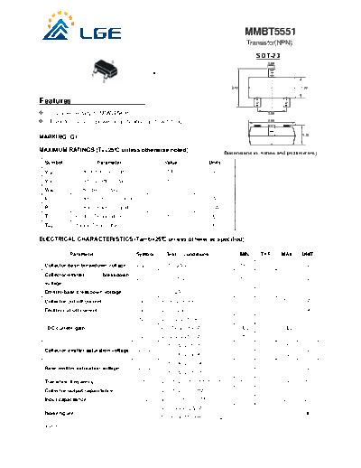 LGE mmbt5551  . Electronic Components Datasheets Active components Transistors LGE mmbt5551.pdf