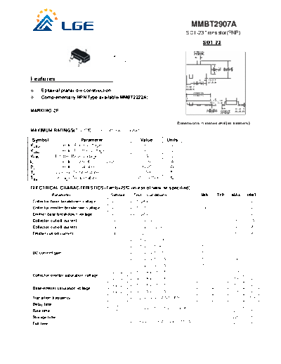 LGE mmbt2907a sot-23  . Electronic Components Datasheets Active components Transistors LGE mmbt2907a_sot-23.pdf