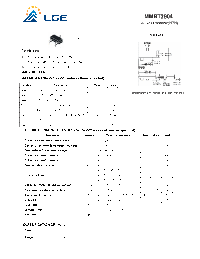 LGE mmbt3904  . Electronic Components Datasheets Active components Transistors LGE mmbt3904.pdf