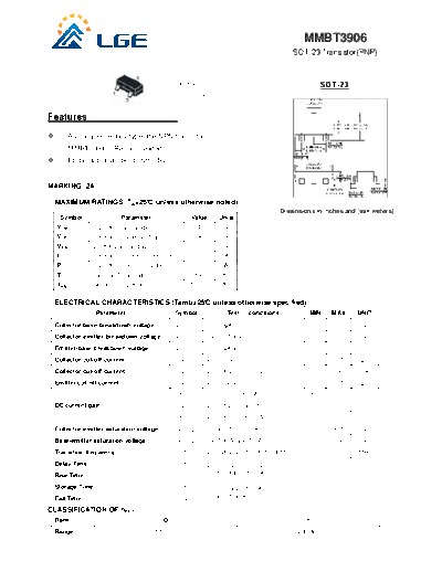 LGE mmbt3906  . Electronic Components Datasheets Active components Transistors LGE mmbt3906.pdf