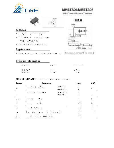 LGE mmbta05-06  . Electronic Components Datasheets Active components Transistors LGE mmbta05-06.pdf