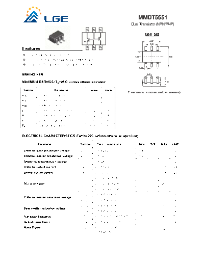 LGE mmdt5551  . Electronic Components Datasheets Active components Transistors LGE mmdt5551.pdf