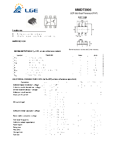 LGE mmdt3906  . Electronic Components Datasheets Active components Transistors LGE mmdt3906.pdf