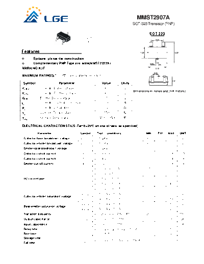 LGE mmst2907a  . Electronic Components Datasheets Active components Transistors LGE mmst2907a.pdf