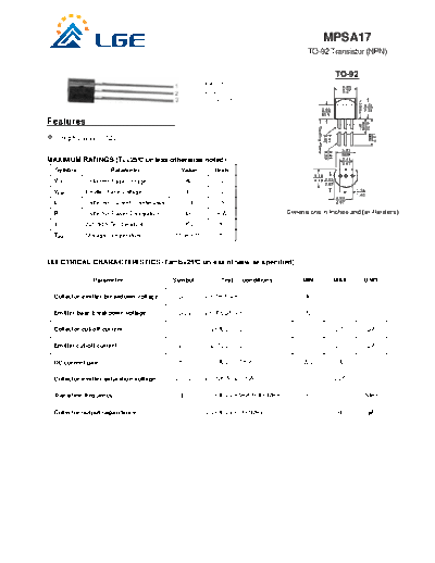 LGE mpsa17  . Electronic Components Datasheets Active components Transistors LGE mpsa17.pdf