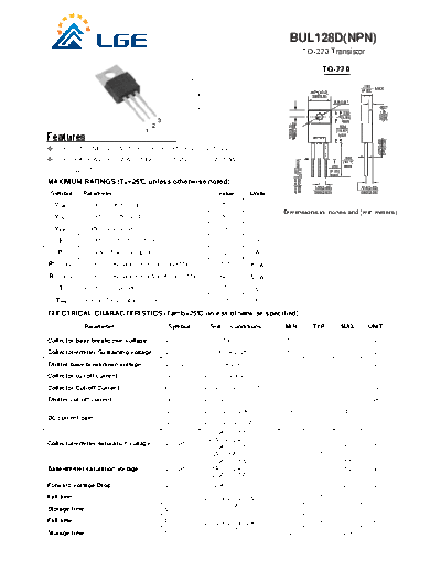 LGE bul128d  . Electronic Components Datasheets Active components Transistors LGE bul128d.pdf