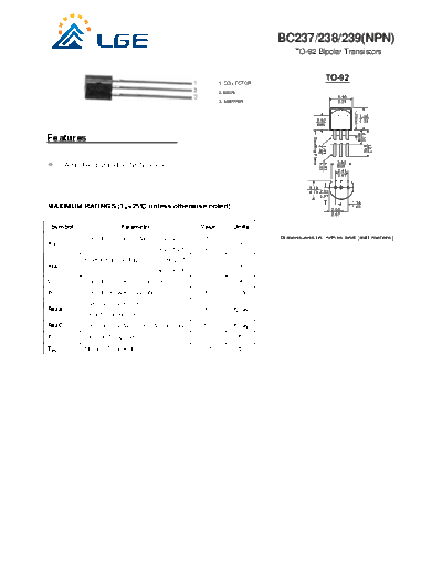 LGE bc237-239  . Electronic Components Datasheets Active components Transistors LGE bc237-239.pdf