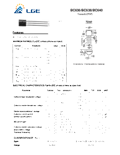 LGE bc636-bc638-bc640  . Electronic Components Datasheets Active components Transistors LGE bc636-bc638-bc640.pdf