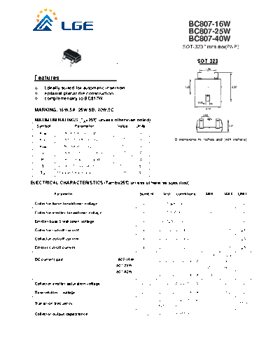 LGE bc807w  . Electronic Components Datasheets Active components Transistors LGE bc807w.pdf