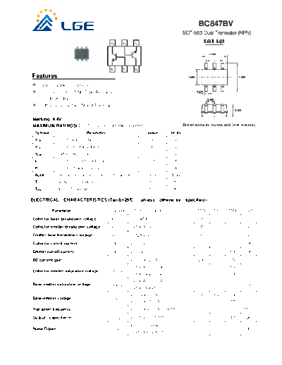 LGE bc847bv  . Electronic Components Datasheets Active components Transistors LGE bc847bv.pdf