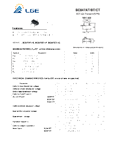 LGE bc847t  . Electronic Components Datasheets Active components Transistors LGE bc847t.pdf