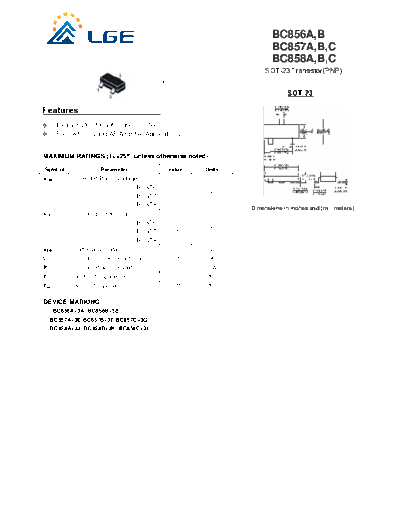 . Electronic Components Datasheets bc856-857-858  . Electronic Components Datasheets Active components Transistors LGE bc856-857-858.pdf