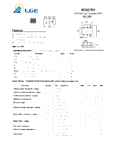 LGE bc857bv  . Electronic Components Datasheets Active components Transistors LGE bc857bv.pdf