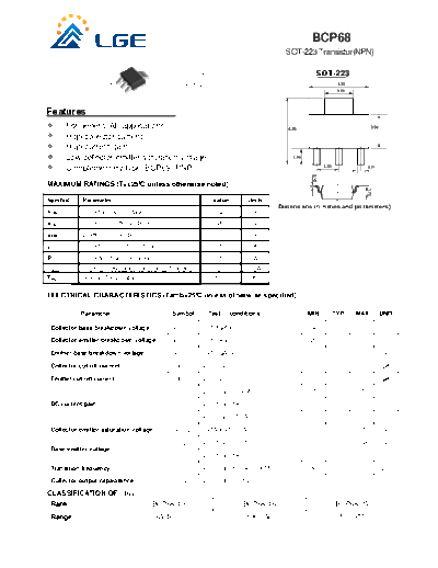 LGE bcp68  . Electronic Components Datasheets Active components Transistors LGE bcp68.pdf