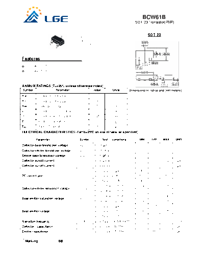 LGE bcw61b sot-23  . Electronic Components Datasheets Active components Transistors LGE bcw61b_sot-23.pdf