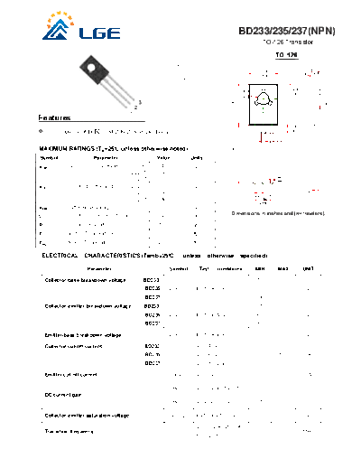 LGE bd233-235-237  . Electronic Components Datasheets Active components Transistors LGE bd233-235-237.pdf