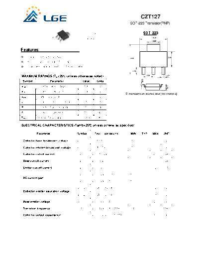 LGE czt127  . Electronic Components Datasheets Active components Transistors LGE czt127.pdf