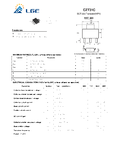 LGE czt31c  . Electronic Components Datasheets Active components Transistors LGE czt31c.pdf