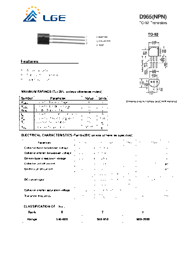 LGE d965  . Electronic Components Datasheets Active components Transistors LGE d965.pdf
