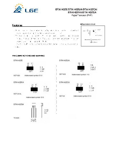 LGE dta143z  . Electronic Components Datasheets Active components Transistors LGE dta143z.pdf