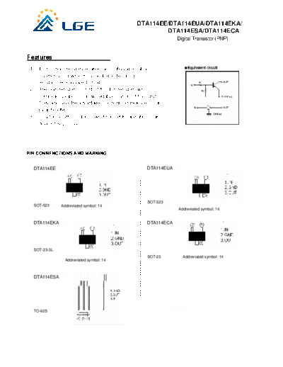 LGE dta114  . Electronic Components Datasheets Active components Transistors LGE dta114.pdf