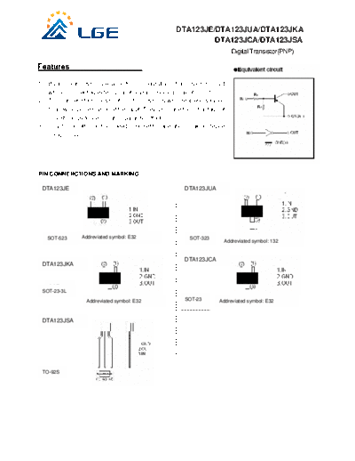 LGE dta123j  . Electronic Components Datasheets Active components Transistors LGE dta123j.pdf