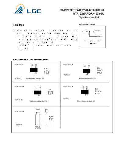 LGE dta123y  . Electronic Components Datasheets Active components Transistors LGE dta123y.pdf