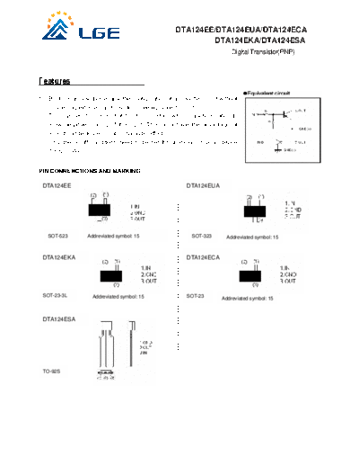 LGE dta124e  . Electronic Components Datasheets Active components Transistors LGE dta124e.pdf